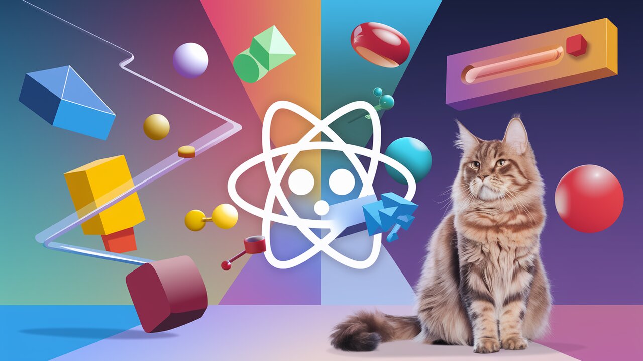 Animated React components with a maine coon cat