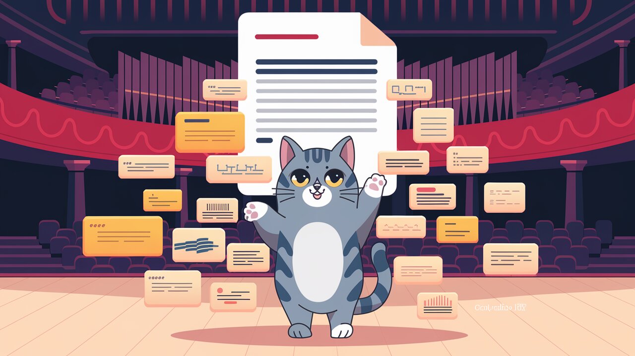 BlockNote editor visualized as a symphony orchestra conducted by a cat