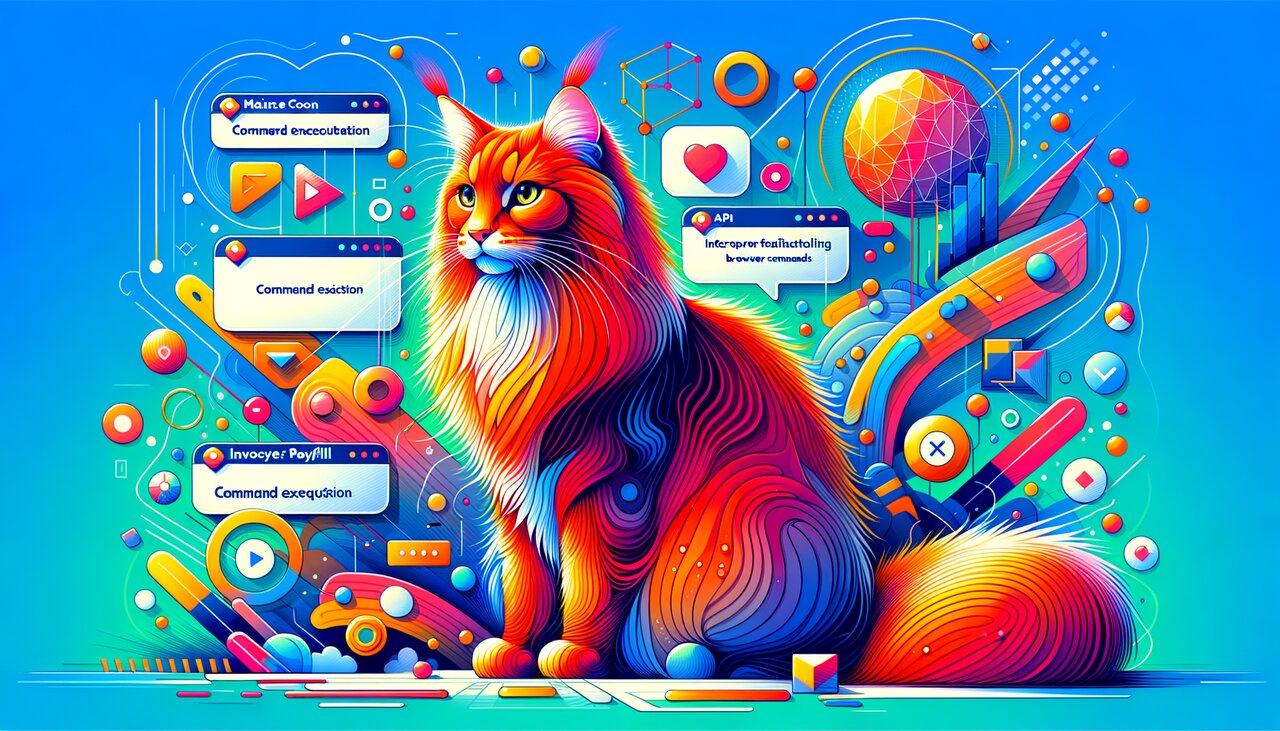 Retro-futuristic control room with labeled buttons wired to devices they command