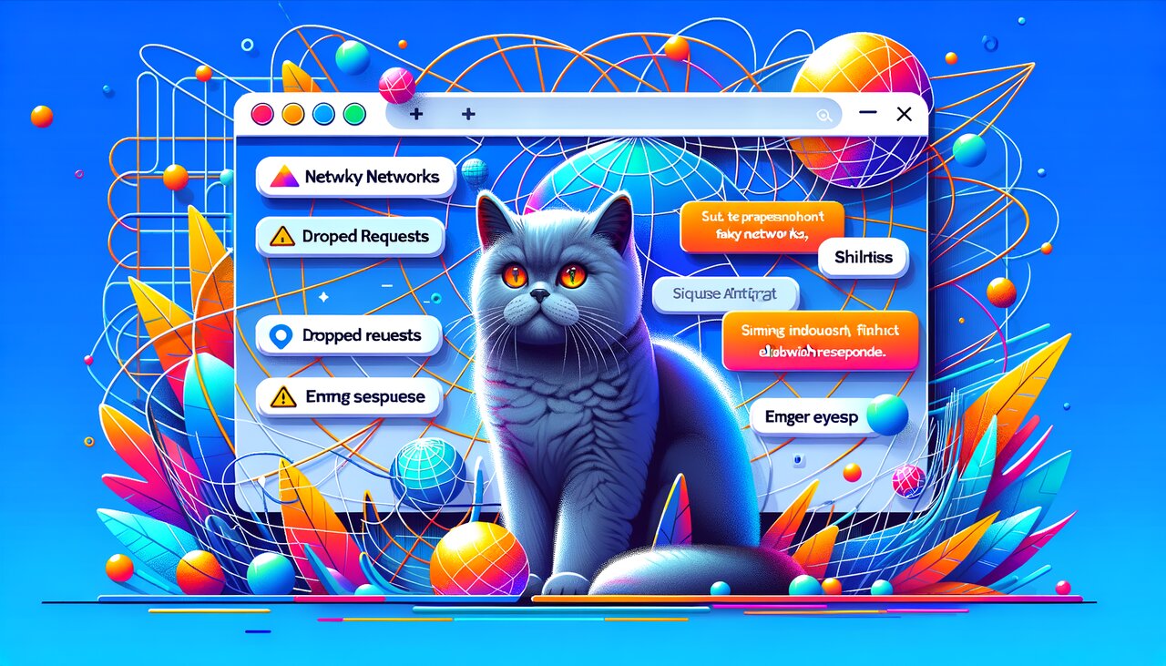 Tangled network cables in a server room with dropping network graphs on a monitor