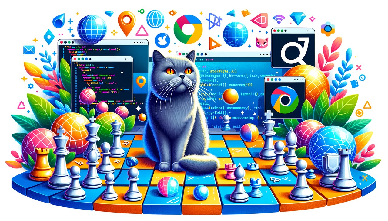 Chess board with analysis running on a laptop in the background