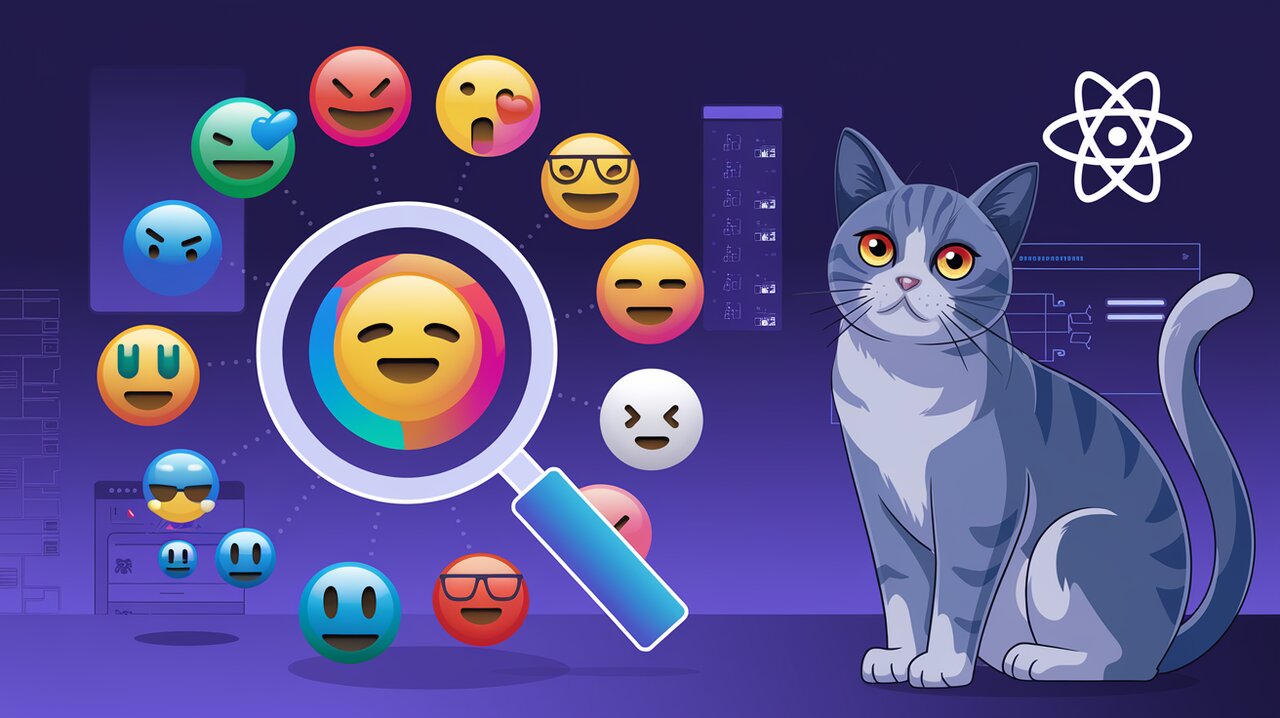 Colorful emoji picker interface with React components