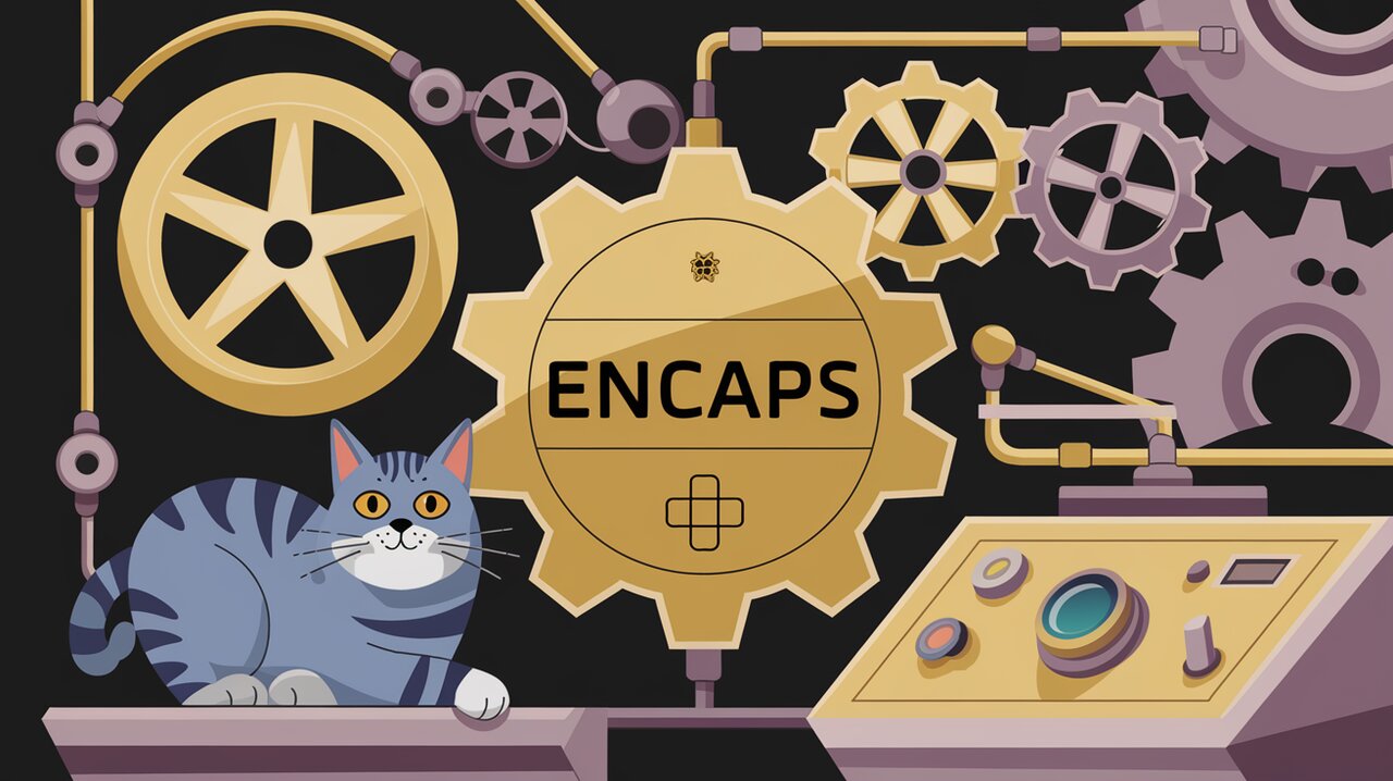 Encaps simplifying React state management, represented by interconnected gears