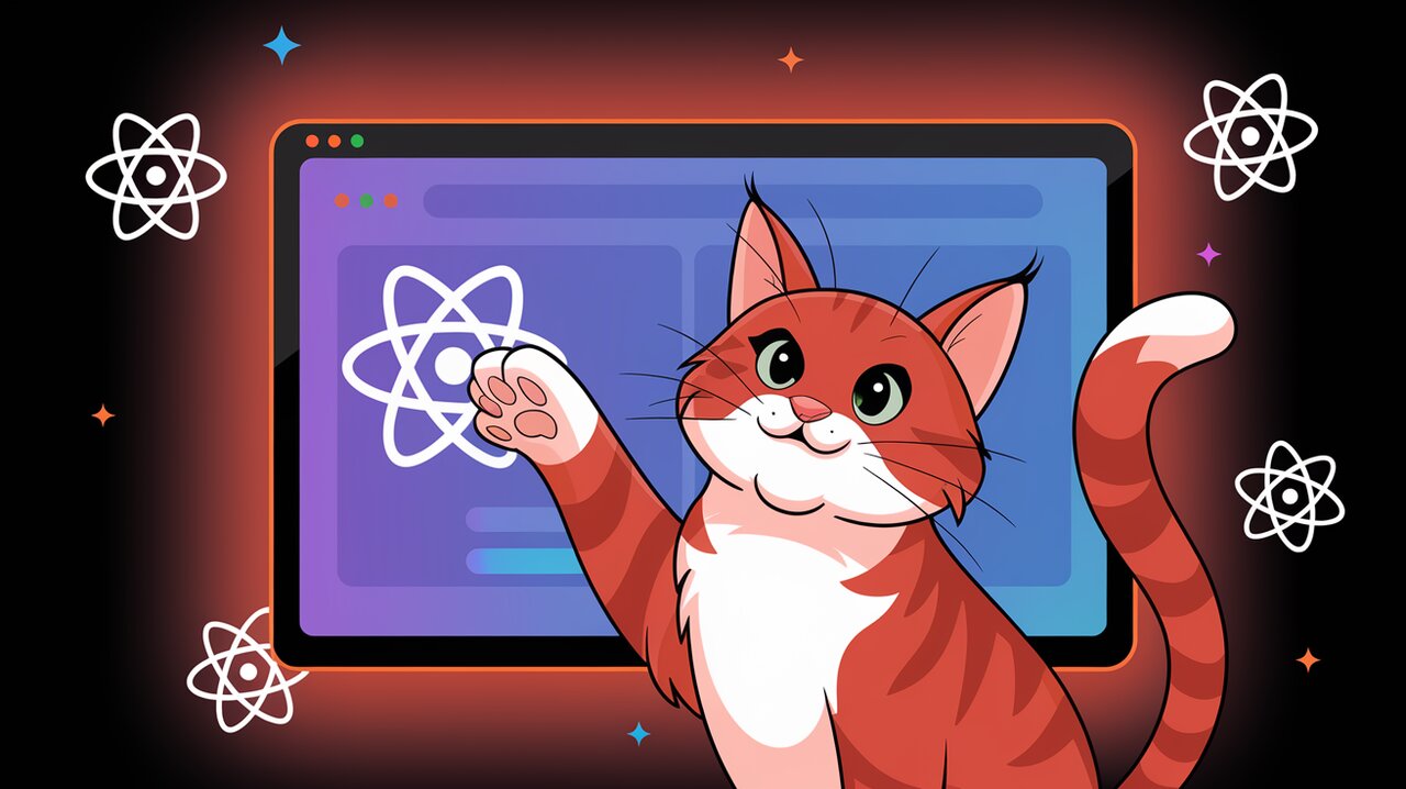 React fullscreen application with playful cat interaction