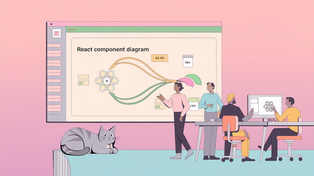 React component lifecycle diagram with transitions