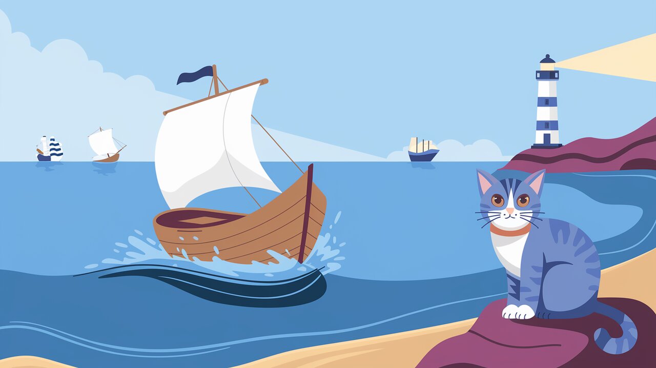 Illustration of a small boat navigating calm waters, symbolizing redux-tiny-router's simplicity in Redux navigation