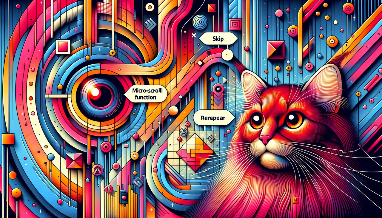 A website header sliding out of view on a desktop monitor