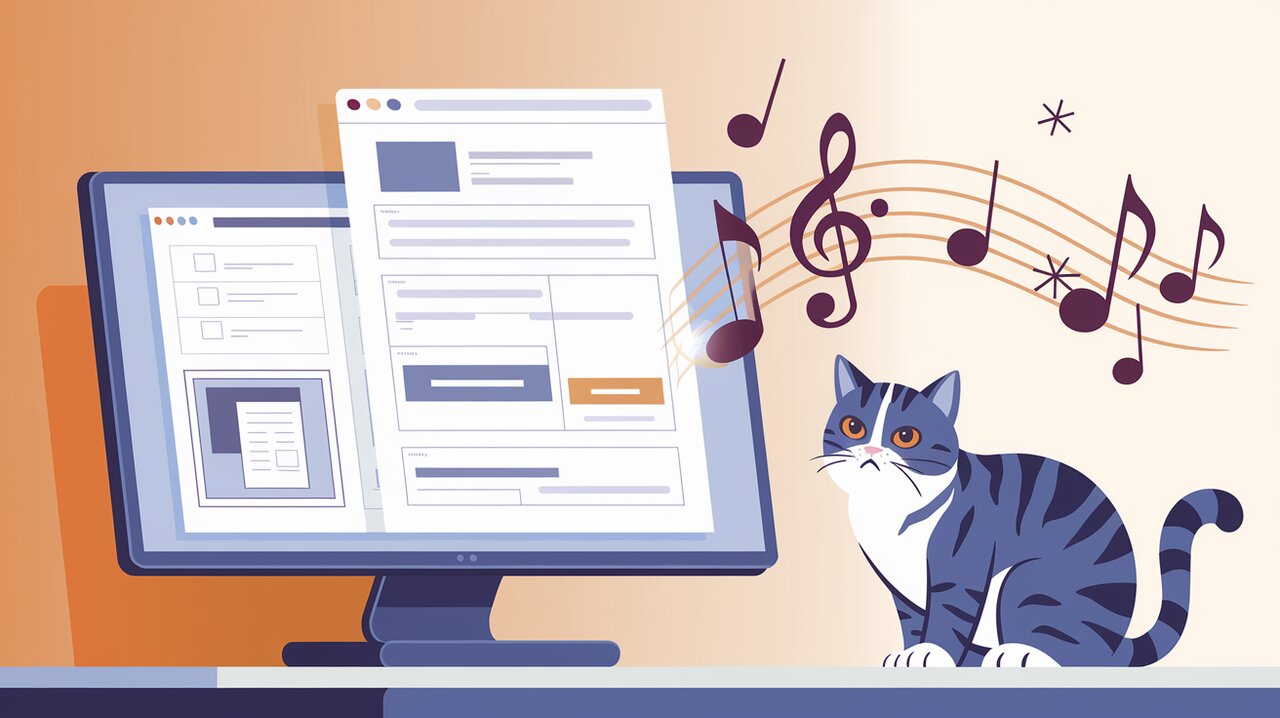 Redux Form Validators concept illustration with musical notes and a cat