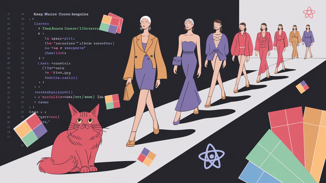 Fashion runway with React Native code and UI components