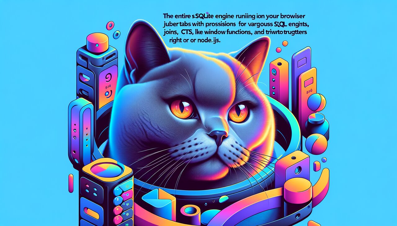 Vintage library with holographic database table and a gray cat resting on a book