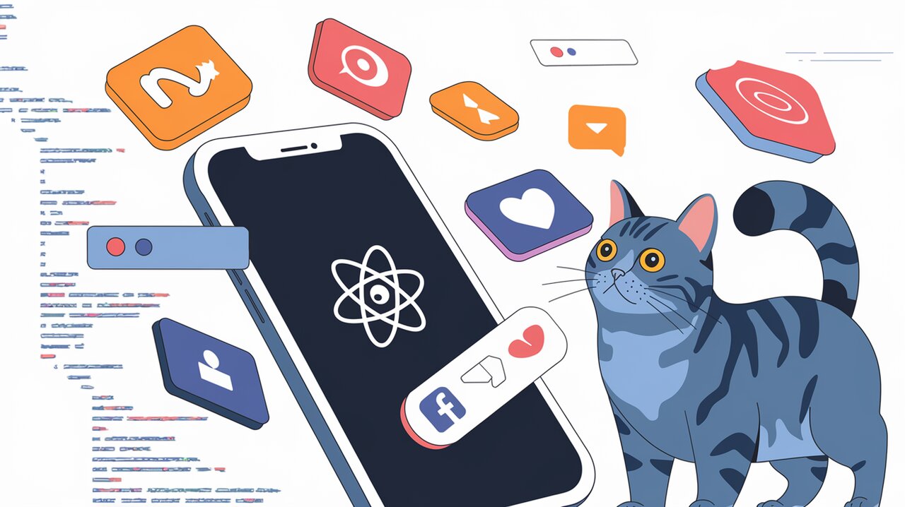 React Native share functionality illustration with social media icons