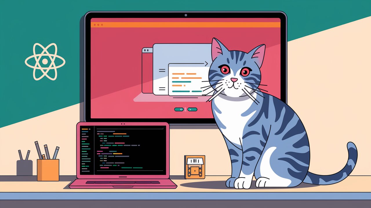 React Modal Sheet component displayed on a large screen with a cat watching