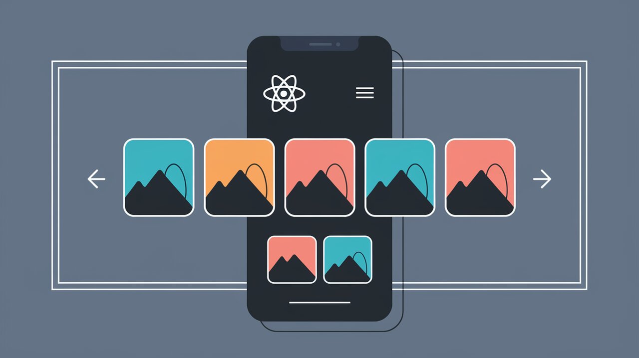 Smartphone displaying react-swipe carousel with swipe gestures
