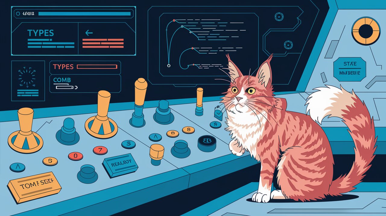 Futuristic control panel representing redux-tcomb's type-checking capabilities
