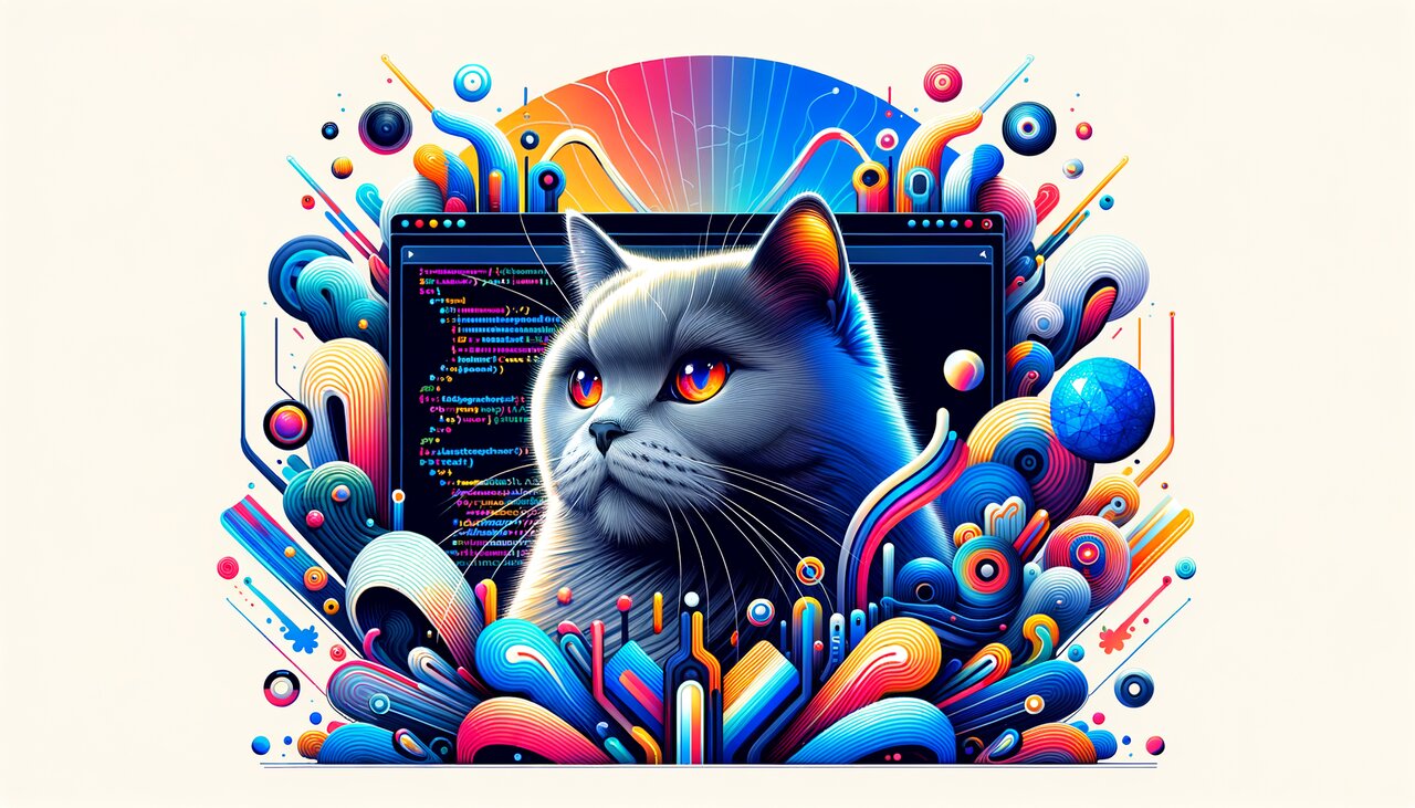 Minimalist home theater with a paused video on screen and a gray cat on an armchair